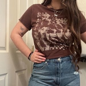 brown graphic tee from hollister